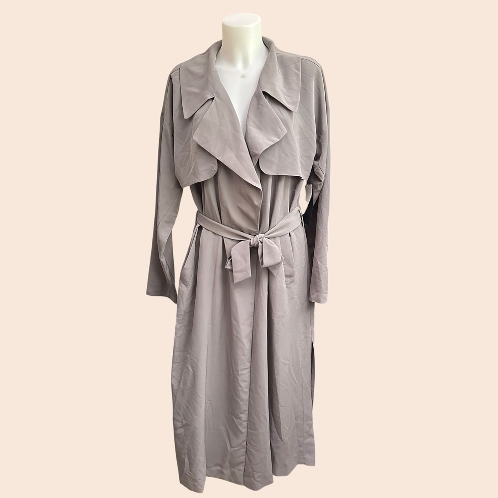 Highline Collective GrayLongline Belted Transitional Outerwear Trench Sz L - New
